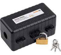 Meister 7436120 Safebox 120 x 60 x 60 mm-IP20 Indoor-for Cables up to 18 mm Thick-Includes Padlock & Keys-for Euro & Schuko Safe Plug Box, Black