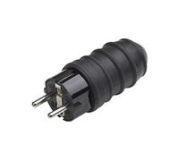 Meister Protective contact plug, rubber/plastic, black, 250 V, 16 A, maximum cable cross section 2.5 mm², IP44 outdoor use, central insertion / Schuko plug with ISO insert, 7421520