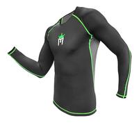 Meister Rush Premium Long-Sleeve Rash Guard for MMA, BJJ & Diving - Black/Neon Green - Medium