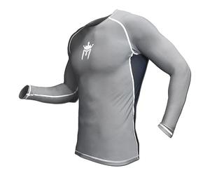 Meister Rush Premium Long-Sleeve Rash Guard for MMA, BJJ & Diving - Charcoal/Black - Large
