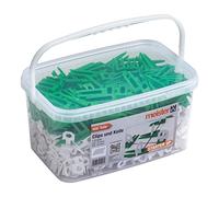 Meister Starter 4427700 Levelling System for Tiles 900 Pieces - 1.0 mm Thickness - Tile Thickness 7-15 mm - 700 Clips & 200 Spacers/Tile Levelling Aid/Laying Aid with Wedges