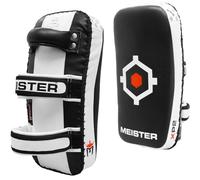 Meister XP2 Professional Curved Thai Pads for Kickboxing & MMA - X-Thick Cowhide Leather - Black - Pair (2 Pads)