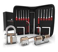 MEISTERGUT® The Original XXL Professional Lock Picking Set [24-Piece] - Pick Set with 3 Transparent Practice Locks - Lock Picking Kit for Beginners and Professionals All Locks, red