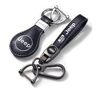 meisuH 2 Packs Car Keychain Keyring for Jeep Grand Cherokee Comander Wrangler Compass Renegade Patriot,Leather Car Keychain,Women/Men's Key Chains for Vehicles,Auto Keyring Lanyard for Key Fob Holder