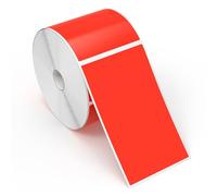 Meitaat 500 Pcs Large Coloured Sticky Labels Vinyl 127 x 76 mm Self Adhesive Rectangular Stickers for Moving House Boxes Office Classroom Colour Coding Labels Waterproof Removable, Fluorescent Red