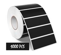 Meitaat Black Rectangle Stickers Roll Vinyl 76 × 25 mm Self-Adhesive Coloured Sticky Rectangular Labels Waterproof Removable 1000 PCS