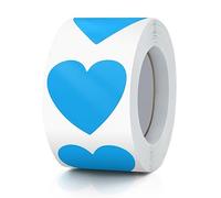 Meitaat Blue Heart Stickers Roll 3.8 cm Valentine's Day Love Shape Labels Waterproof Removable for Craft Envelopes Boxes Gift Tags Bags Wedding 500 PCS