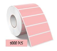Meitaat Pink Rectangle Stickers Roll Vinyl 76 × 25 mm Self-Adhesive Coloured Sticky Rectangular Labels Waterproof Removable 1000 PCS