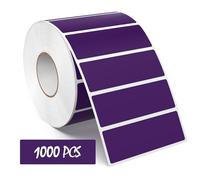 Meitaat Purple Rectangle Stickers Roll Vinyl 76 × 25 mm Self-Adhesive Coloured Sticky Rectangular Labels Waterproof Removable 1000 PCS