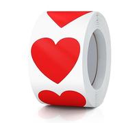 Meitaat Red Heart Stickers Roll 3.8 cm Valentine's Day Love Shape Labels Waterproof Removable for Craft Envelopes Boxes Gift Tags Bags Wedding 500 PCS