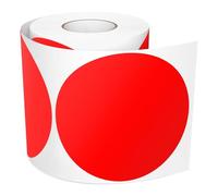 Meitaat Red Round Stickers Roll Vinyl 100 mm Self-Adhesive Circle Labels Coloured Coding Dot Floor Sticker Waterproof Removable 300 PCS
