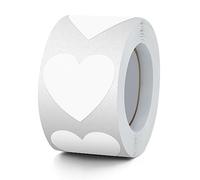 Meitaat White Black Heart Stickers Roll 3.8 cm Valentine's Day Love Shape Labels Waterproof Removable for Craft Envelopes Boxes Gift Tags Bags Wedding 500 PCS