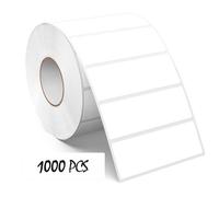 Meitaat White Rectangle Stickers Roll Vinyl 76 × 25 mm Self-Adhesive Coloured Sticky Rectangular Labels Waterproof Removable 1000 PCS