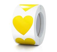 Meitaat Yellow Heart Stickers Roll 3.8 cm Valentine's Day Love Shape Labels Waterproof Removable for Craft Envelopes Boxes Gift Tags Bags Wedding 500 PCS