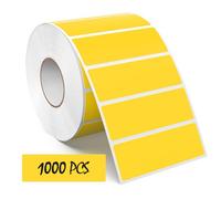 Meitaat Yellow Rectangle Stickers Roll Vinyl 76 × 25 mm Self-Adhesive Coloured Sticky Rectangular Labels Waterproof Removable 1000 PCS