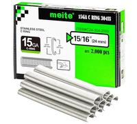 meite 15GA 3/4-Inch Crown Stainless Steel C Ring Staples 2,000 PCS for SC7C/SC7E Hog Ring Pliers in Secure Fastening Applications Outdoor Environments Anti-Corrosion