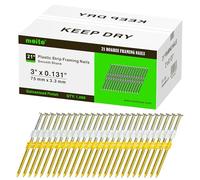 meite 21 Degree Framing Nails 3 Inch 0.131'' Galvanized Plastic Collated Framing Nails, Full Round Head Smooth Shank Structural Nails for Framing Nailer Gun Roof Decking Sheathing 1,000PCS