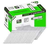 meite DA64 Type 15G / 64 mm Angled Finish Nails, 15 Gauge 34 Degree Galvanised Angled Finishing Nails for Nail Guns - Ideal for Woodworking, Upholstery, and Framing Projects (2,000 Counts)