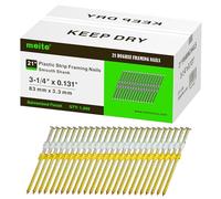 meite Framing Nails, 21 Degree 3-1/4" X 0.131", Round Head Galvanized Nails (1,000 Counts) Smooth Shank for Framing Nail Guns