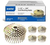 meite Roofing Nails 15 Degree 38mm Electro Galvanized Rust-Proof Coil Nail, Big Head Nails for Electric or Pneumatic Roofing Nailer Gun, Wire-Collated Roof Nail for Lathing Sheathing, 2880PCS