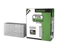 meite T25 16 Gauge Finish Nails, 25 mm 16GA Straight Finish Nails Galvanized Finishing Nail for Nailer Guns - Ideal for Woodworking, Upholstery, and Framing Projects (2,500 Counts)