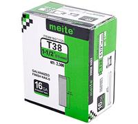 meite T38 16 Gauge Finish Nails, 38 mm 16GA Straight Finish Nails Galvanized Finishing Nail for Nailer Guns - Ideal for Woodworking, Upholstery, and Framing Projects (2,500 Counts)