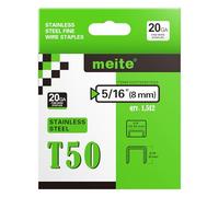 meite T50 Stainless Steel Staples Marine, 5/16 Inch Heavy Duty Staples for Staple Gun - 1512 Counts, 20 Gauge 3/8 Inch Crown T50 Upholstery Staple for Salt Water, Marine Applications
