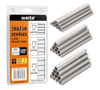 meite T50 Stainless Steel Staples Marine, Type 140 6mm, 10mm and 12mm Leg Staples for Staple Gun, 2,520 Counts, 304 Stainless Steel, 20 Gauge 10.5 mm Crown Upholstery Staple for Marine Applications