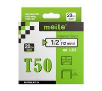 meite T50 Staples, Type 140/12 mm Heavy Duty Staples for Staple Gun, 1,512 Counts, Galvanized, 10.5 mm Crown, Compatible with T50/140 Staple Gun, Ideal for Upholstery, Furniture