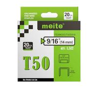 meite T50 Staples, Type 140/14 mm Heavy Duty Staples for Staple Gun, 1,512 Counts, Galvanized, 10.5 mm Crown, Compatible with T50/140 Staple Gun, Ideal for Upholstery, Furniture