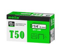 meite T50 Staples, Type 140/6 mm Heavy Duty Staples for Staple Gun, 5,000 Counts, Galvanized, 10.5 mm Crown, Compatible with T50/140 Staple Gun, Ideal for Upholstery, Furniture