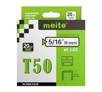 meite T50 Staples, Type 140/8 mm Heavy Duty Staples for Staple Gun, 1,512 Counts, Galvanized, 10.5 mm Crown, Compatible with T50/140 Staple Gun, Ideal for Upholstery, Furniture