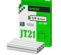 meite Type 53/6 mm Staples, Galvanised JT21 Staples for Staple Gun, Fine Wire, 7/16" (11.2 mm) Crown Type 53 Staple Refill, Ideal for Upholstery, Crafts, Furniture (1,600 Counts)