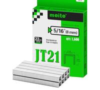 meite Type 53/8 mm Staples, Galvanised JT21 Staples for Staple Gun, Fine Wire, 7/16" (11.2 mm) Crown Type 53 Staple Refill, Ideal for Upholstery, Crafts, Furniture (1,600 Counts)