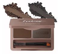 MEITREND Eyebrow Powder, Dark Brown & Black Eyebrows Shaper Brow Pomade Pen Pencil Tint Makeup Kit Set. As Eyeliner Face Contour Hairline Filler Men Girl Teens (Natural Brown + Dark grey), Pack of 1