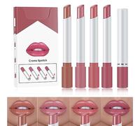MEITREND Plumping Lip Gloss Set,Lipstick Sets 4 Pcs High Pigmented Velvety Nude Cigarette Lipgloss, Long Lasting Non-Fading Waterproof Shimmer Liquid Lipsticks,Makeup Sets For Women Gifts Surprise