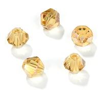 MEIUIJQ 4mm Bicone 1800Pcs Gold Champagne AB Crystal Glass Beads Small Faceted Bicone Shape Crystal Glass Spacer Beads for Bracelet Necklace Decorative Hand Jewelry Making (Gold Champagne AB, 4MM)