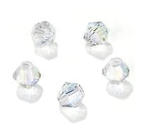 MEIUIJQ 4mm Bicone 1800Pcs White AB Crystal Glass Beads Small Faceted Bicone Shape Crystal Glass Spacer Beads for Bracelet Necklace Decorative Hand Jewelry Making (White AB, 4MM)