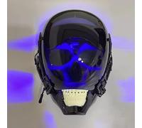 Meiurlex Cyberpunk Helmet Mask with Blue Skull Light for Cosplay