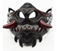 Meiurlex Japanese Hannya Demon Half Face Mask, Cosplay Prop for Halloween Carnival, Samurai Warrior Costume Accessory