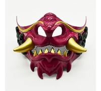 Meiurlex Japanese Hannya Demon Half Face Mask, Cosplay Prop for Halloween Carnival, Samurai Warrior Costume Accessory