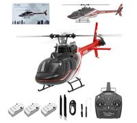 Meiurlex YUXIANG F08 Bell206 RC Helicopter for Adult, 1/27 Scale 6CH Brushless Direct-Drive Flybarless Helicopter Model with 6-Axis Gyro, 3D/6G RC Aircraft Model Toys (3PCS Battery)