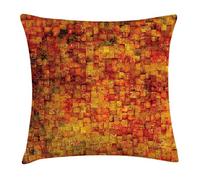Meius Burnt Orange Throw Pillow Cushion Cover, Vintage Mosaic Background Quadratic Little Geometric Squares Faded Print, Decorative Square Accent Pillow Case, 18 X 18 Inches, Orange Mustard