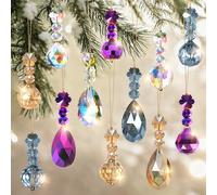 MEIVINES 12PCS Christmas Tree Crystal Balls Ornaments 20mm Glass Christmas Baubles Prism Balls Suncatcher Crystal Xmas Tree Decorations Rainbow Hanging Glass Ornaments for Xmas Party Home Decor