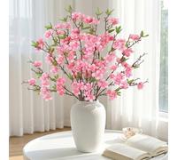 MEIVINES 4PCS Artificial Cherry Blossom Branches Pink Artificial Spring Flowers 36.2in Long Stem Fake Flowers Plum Blossom Stems Silk Flower Arrangements for Vase Home Wedding Outdoor Indoor Decor