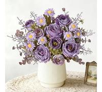 MEIVINES Artificial flowers 3 bundles Artificial silk flowers Bouquets Fake flowers Plants Decorations for home décor, interior, dining room, kitchen, wedding (3, Purple)