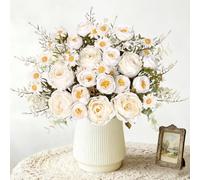 MEIVINES Artificial flowers 6 bundles Artificial silk flowers Bouquets Fake flowers Plants Decorations for home décor, interior, dining room, kitchen, wedding (6, White)