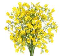 MEIVINES Artificial Flowers 8PCS Artificial Wild Flowers Plastic Flowers For Outdoors 67cm Long Stem Artificial Flowers UV Resistant Fake Flowers For Home Decor Room Bedroom DIY Wedding (Yellow)