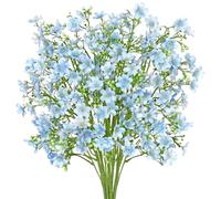 MEIVINES Artificial Flowers 8PCS Fake Flowers with Long Stems, 67cm Faux Flowers Artificial Plants Outdoor, Silk Flowers for Home Garden Window Porch Farmhouse Wedding Party Graves (Light Blue, 8PCS)