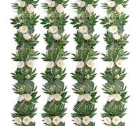 MEIVINES Artificial Flowers Garland 4PCS 6.5Ft Artificial Roses Garland Fake Eucalyptus Hanging Garland Greenery Spring Garland for Wedding Table